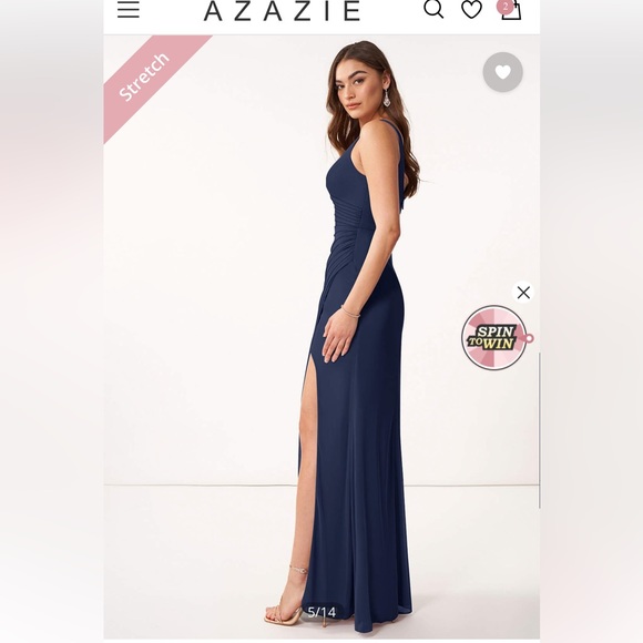 Azazie bridesmaid dress- dark navy color - Picture 2 of 13